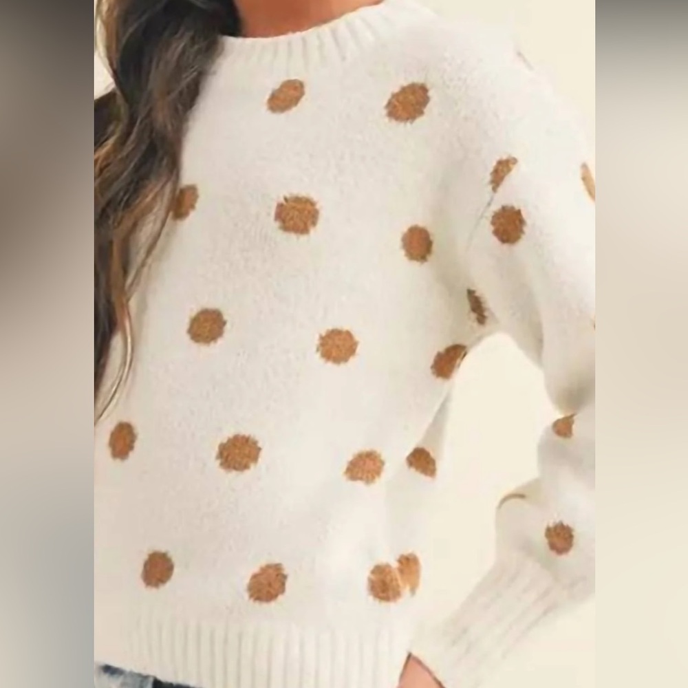 Girls Polka Dot Sweater In Ivory - Picture 3 of 12